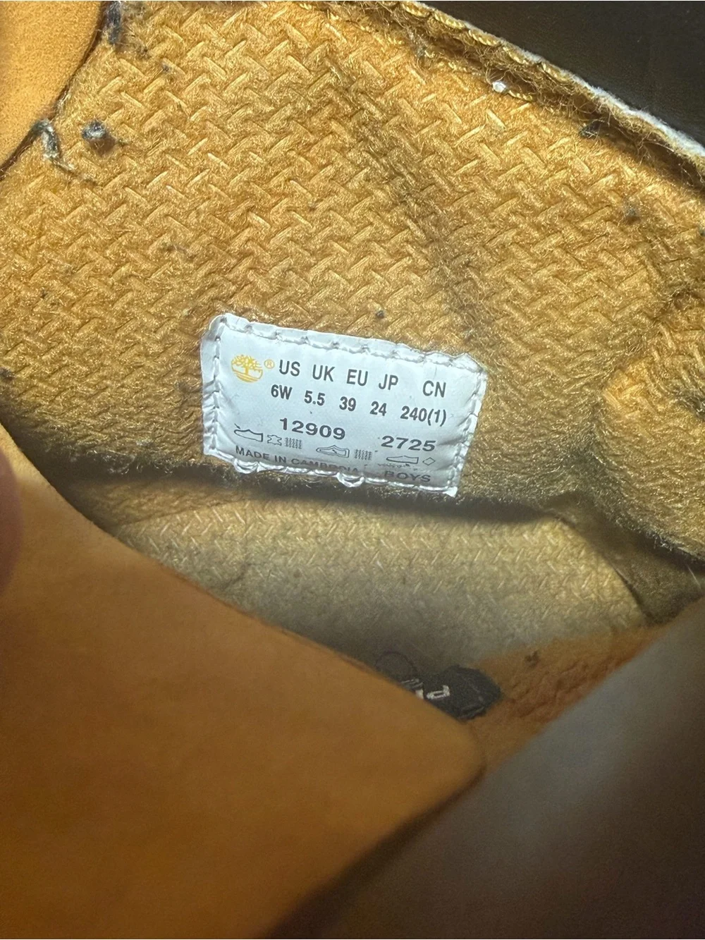 Timberland 6 inch Wheat Premium Leather PrimaLoft Boots Kids 6W Or Womens 8W